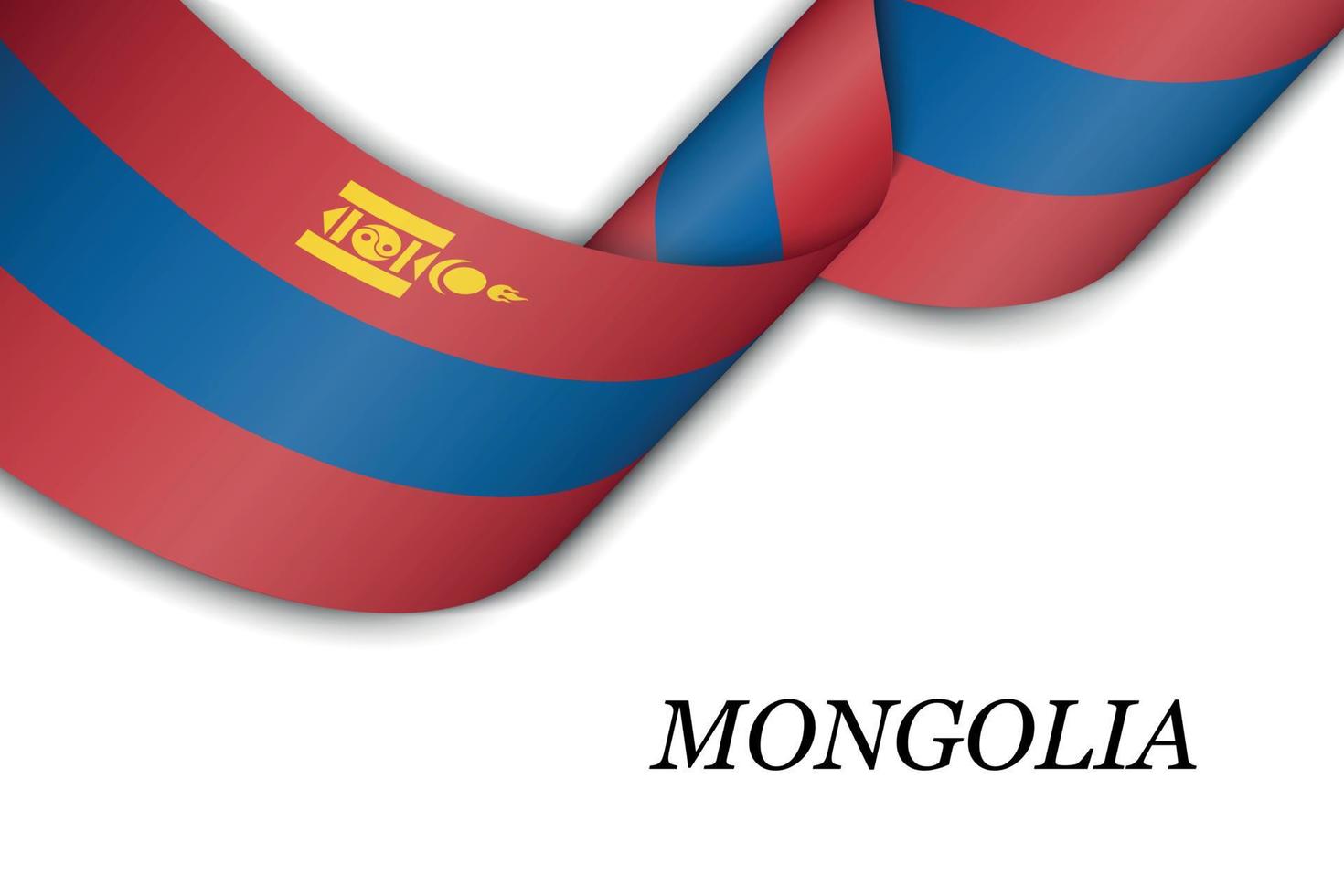 Waving ribbon or banner with flag of Mongolia vector