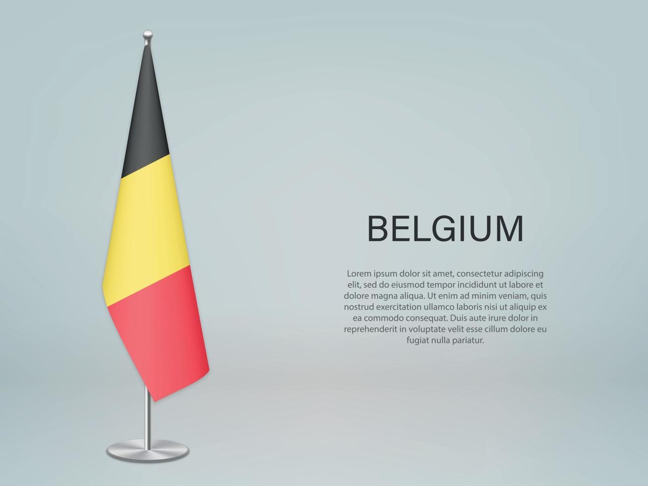 Belgium hanging flag on stand. Template forconference banner vector