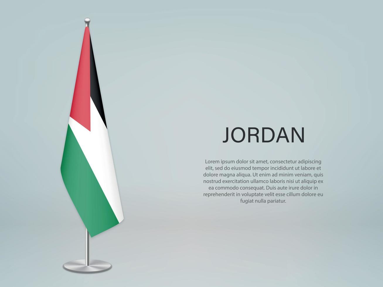 Jordania colgando la bandera en el stand. plantilla para banner de conferencia vector