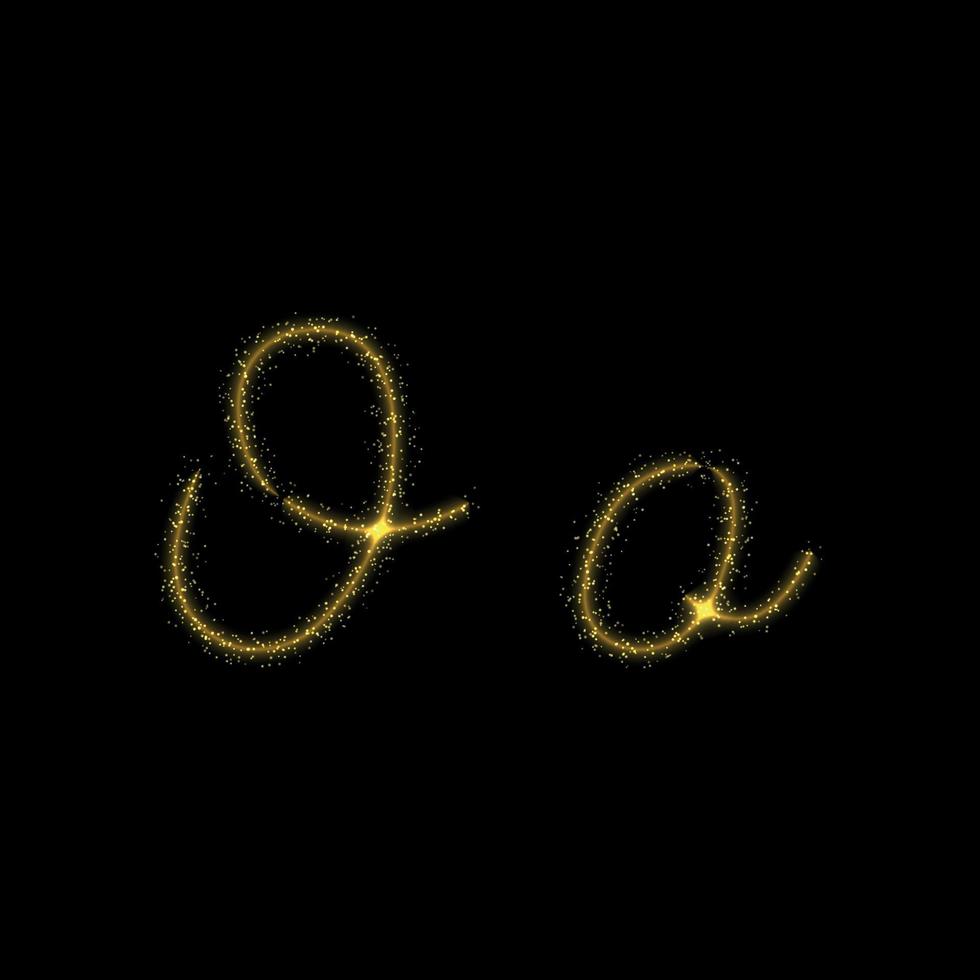 Gold glitter letter O, star sparkle trail font for your design vector