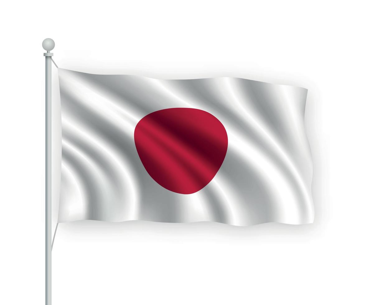 3d ondeando la bandera de Japón aislado sobre fondo blanco. vector