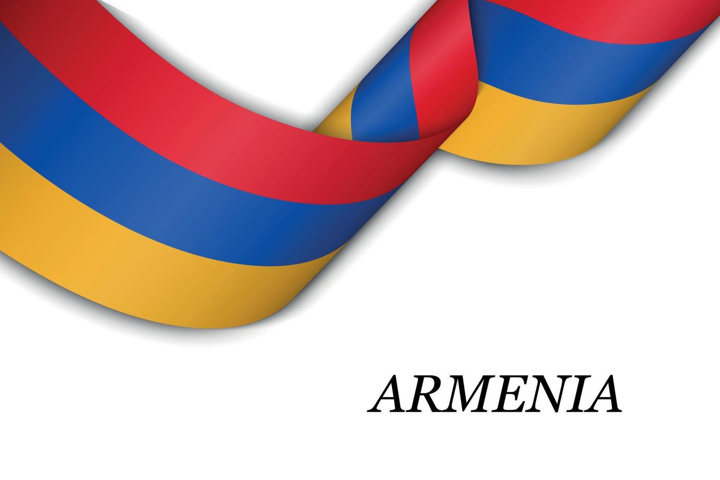 Waving ribbon or banner with flag of Armenia vector