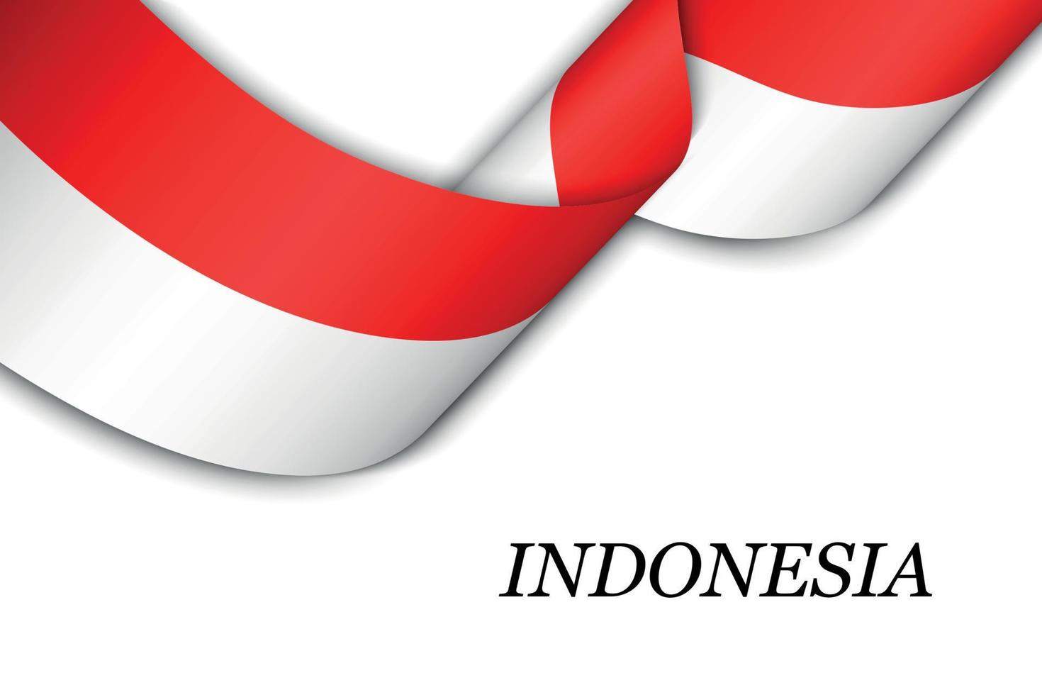 Waving ribbon or banner with flag of Indonesia vector