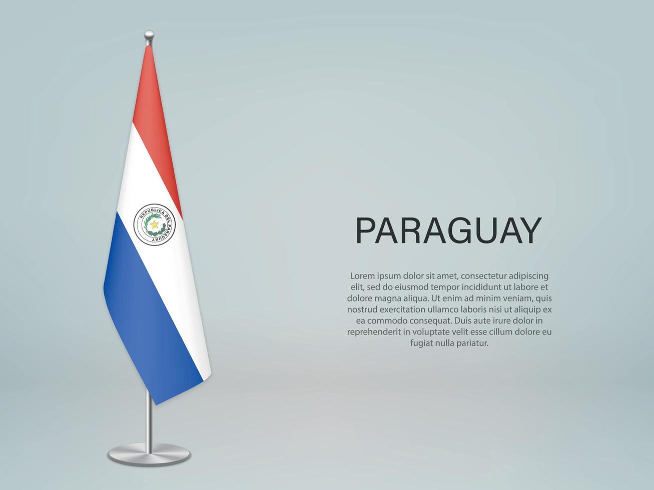 bandera colgante de paraguay en el stand. plantilla para banner de conferencia vector