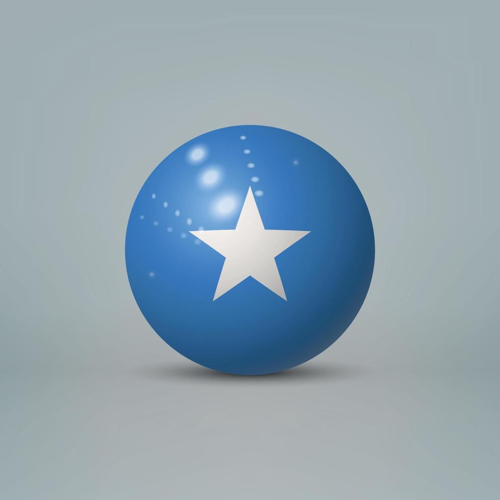 Bola o esfera de plástico brillante realista en 3d con bandera de somalia vector