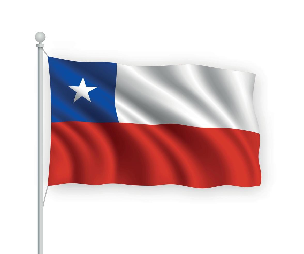 3d bandera ondeante chile aislado sobre fondo blanco. vector