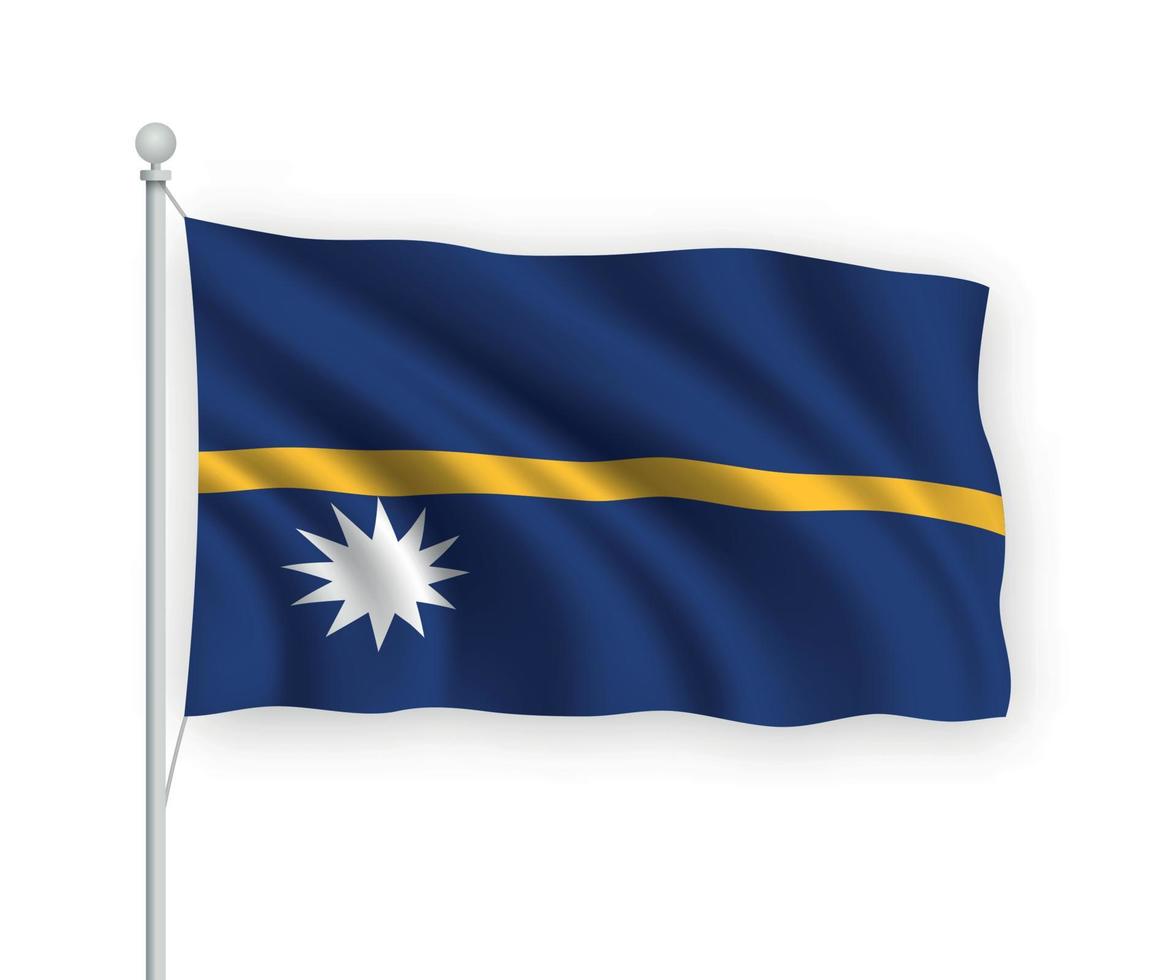 3d bandera ondeante Nauru aislado sobre fondo blanco. vector