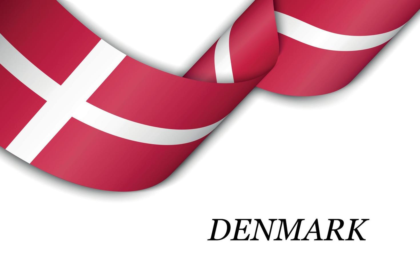 Waving ribbon or banner with flag of Denmark vector
