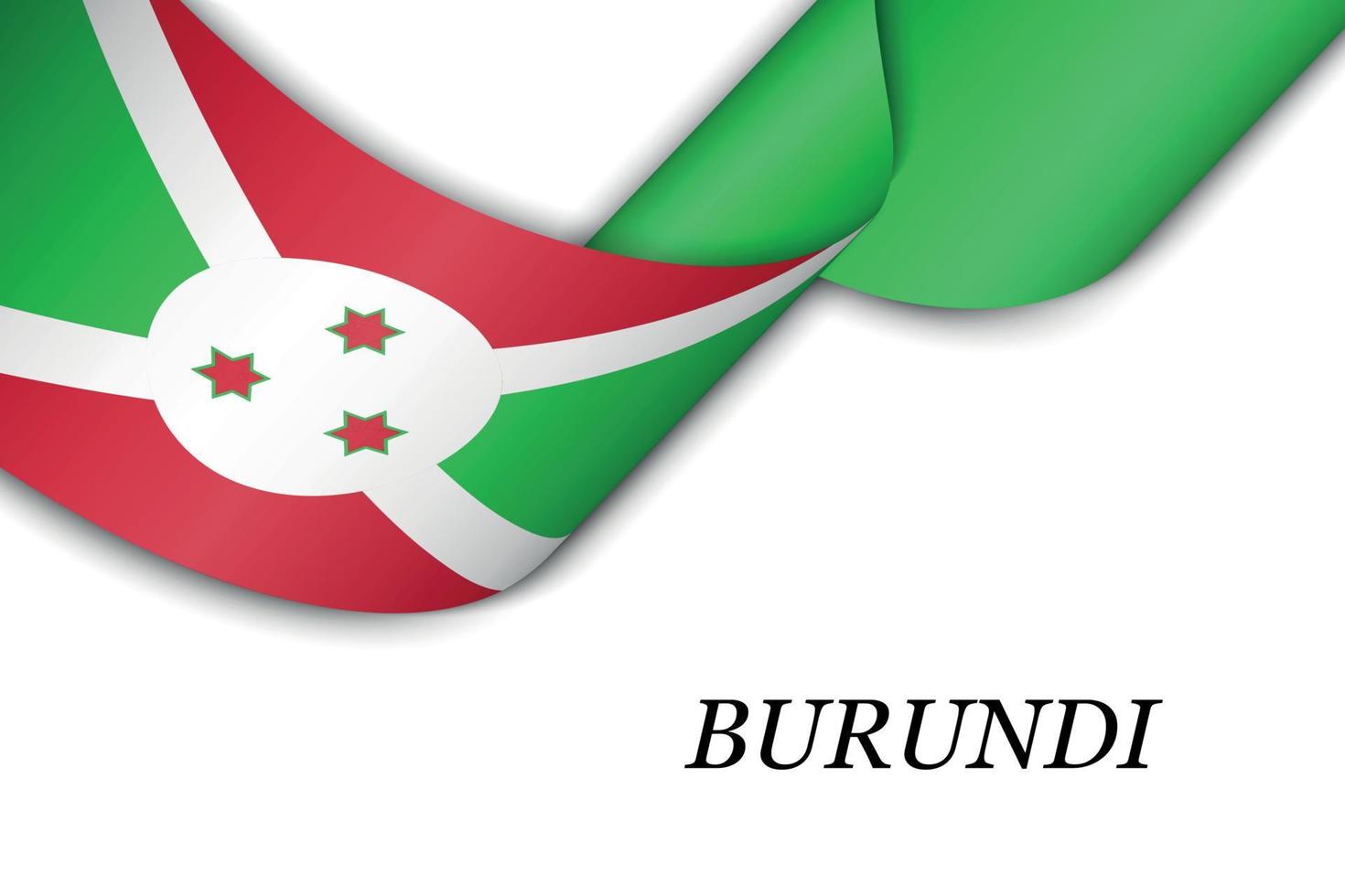 Waving ribbon or banner with flag of Burundi. vector