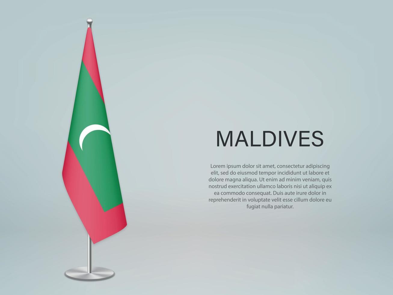 Maldives hanging flag on stand. Template forconference banner vector