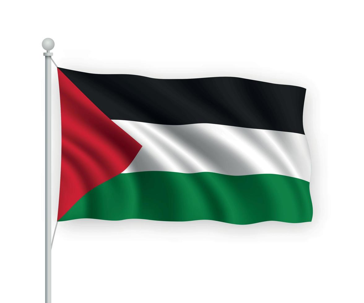 3d waving flag Palestine Isolated on white background. vector