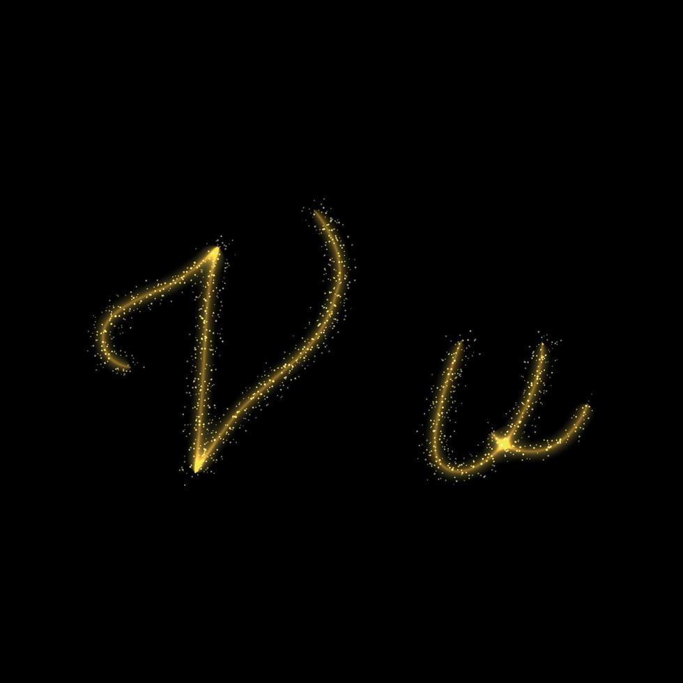 Gold glitter letter V, star sparkle trail font for your design vector