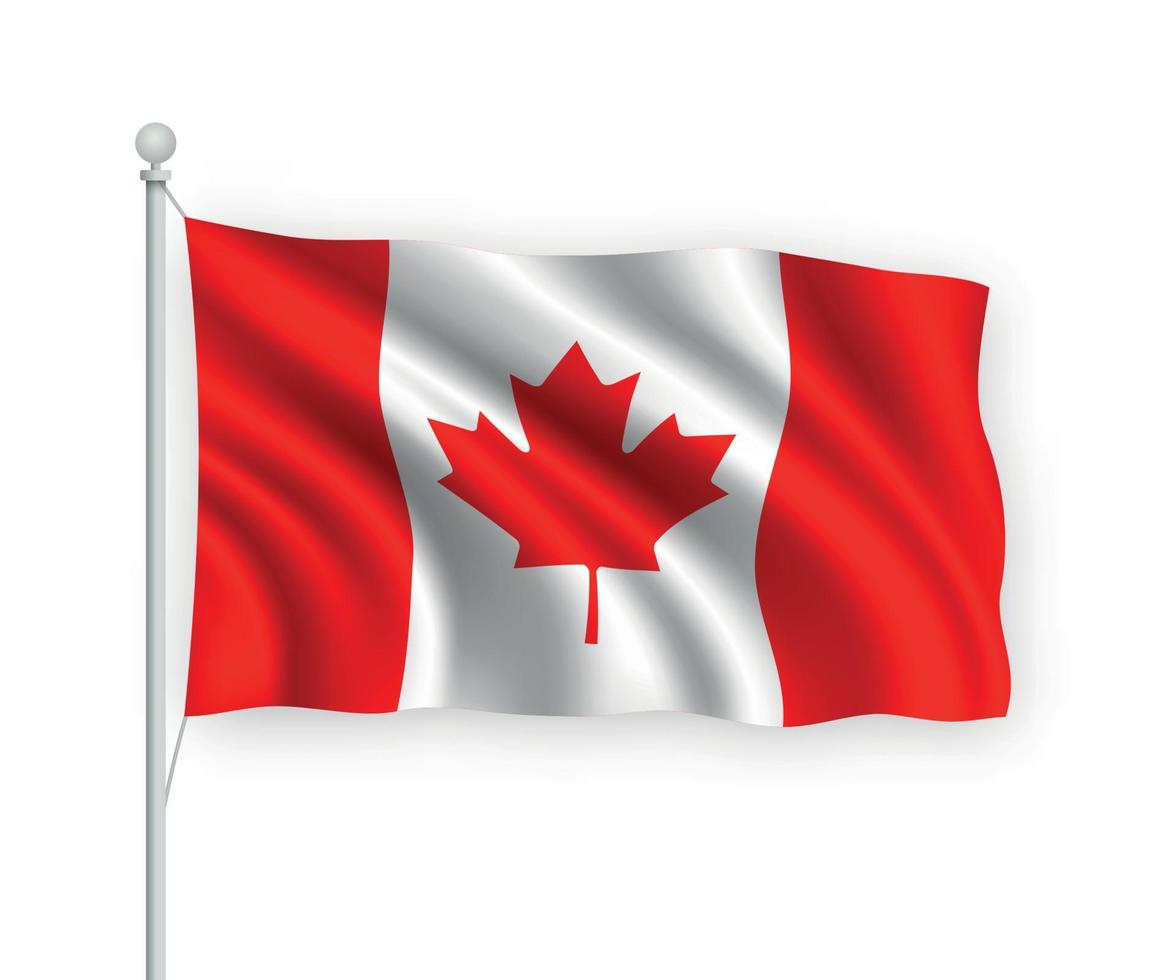 3d ondeando la bandera de canadá aislado sobre fondo blanco. vector