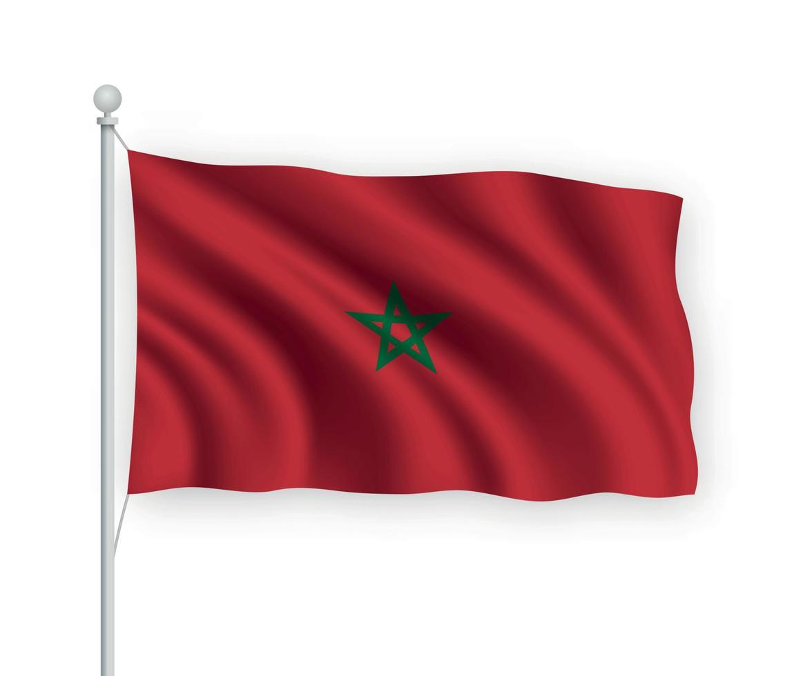 3d waving flag Morocco Isolated on white background. vector