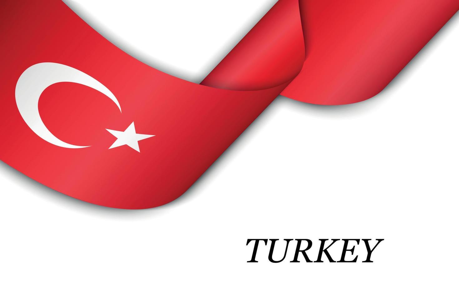 Waving ribbon or banner with flag of Turkey vector