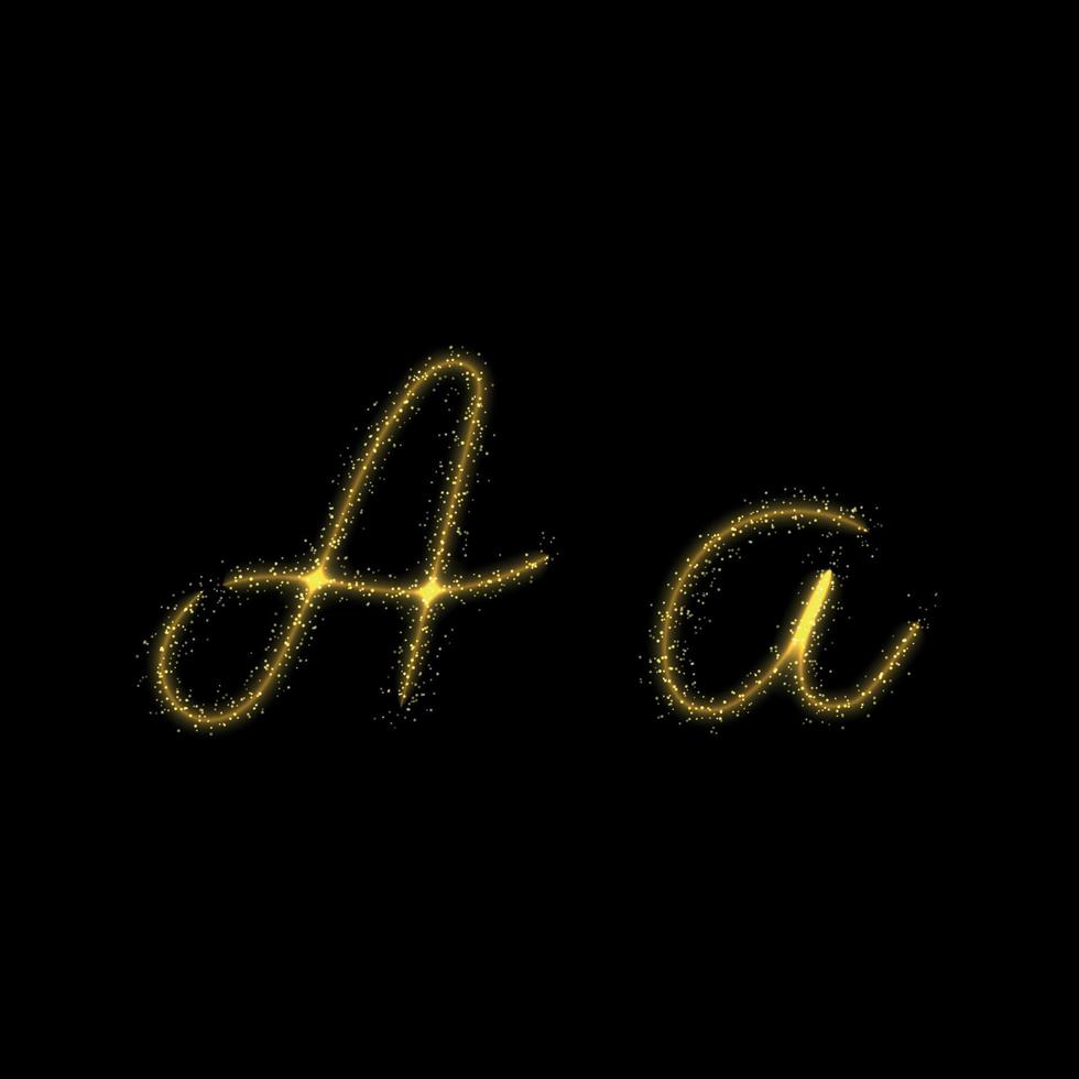 Gold glitter letter A, star sparkle trail font for your design vector