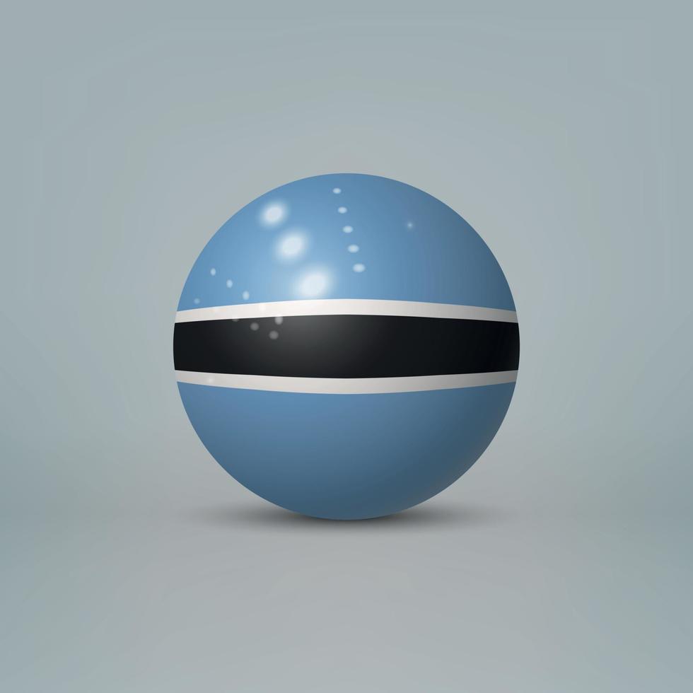Bola o esfera de plástico brillante realista en 3d con bandera de botsuana vector