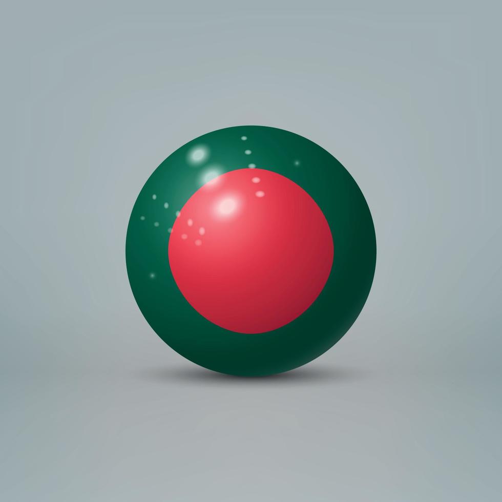 3d realistic glossy plastic ball or sphere with flag of Banglade vector