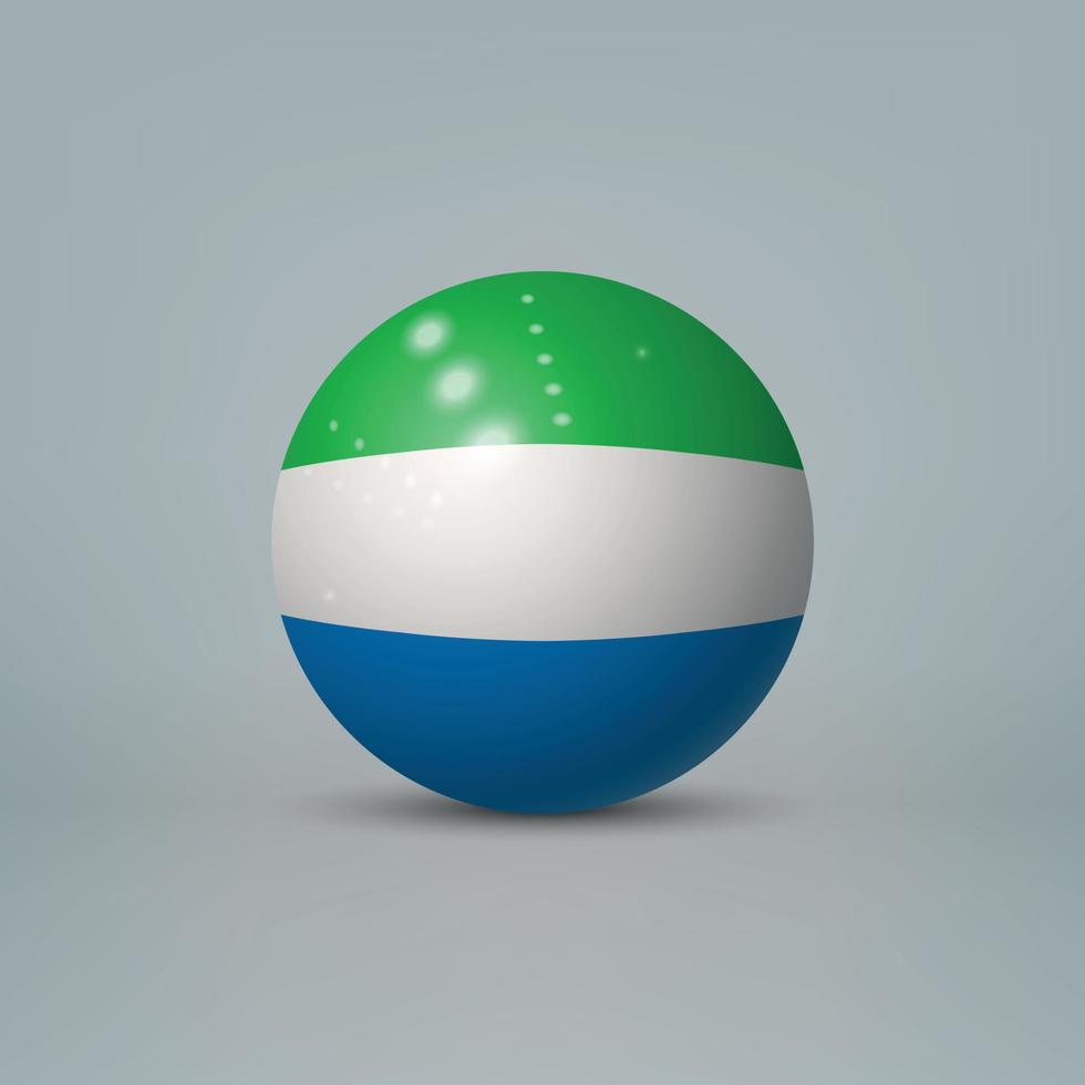3d realistic glossy plastic ball or sphere with flag of Sierra L vector