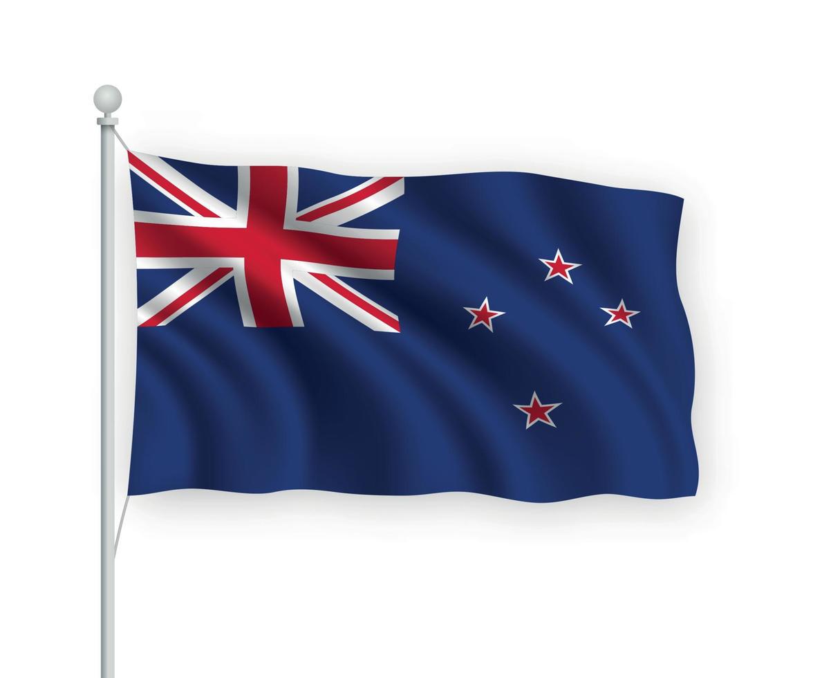 3d waving flag New Zealand Isolated on white background. vector