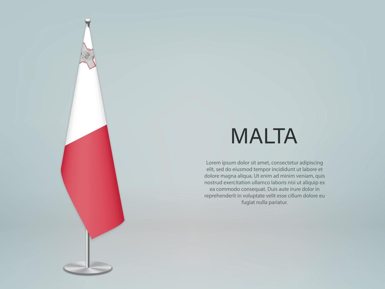 Malta hanging flag on stand. Template forconference banner vector