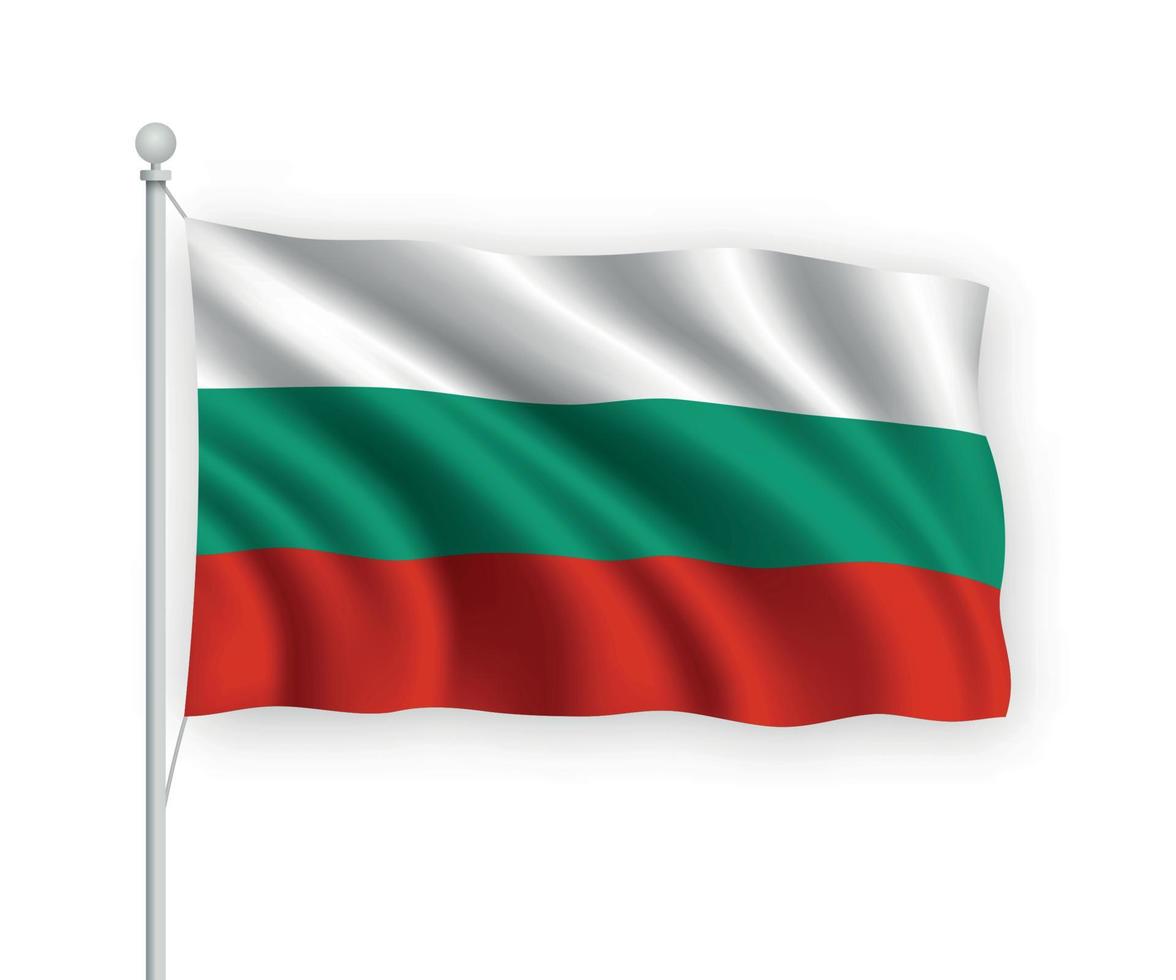 3d waving flag Bulgaria Isolated on white background. vector