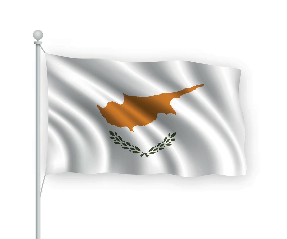 3d waving flag Cyprus Isolated on white background. vector