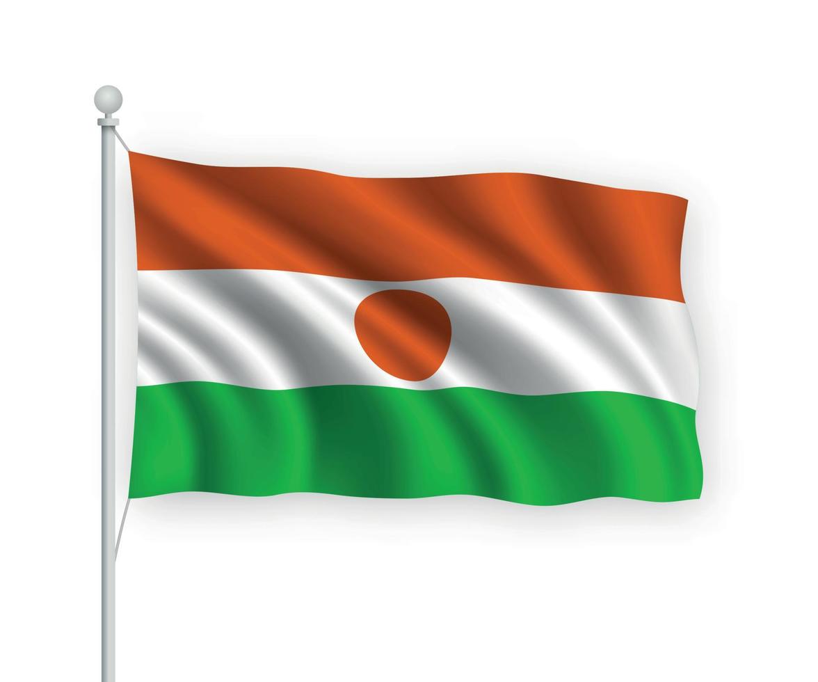 3d waving flag Niger Isolated on white background. vector