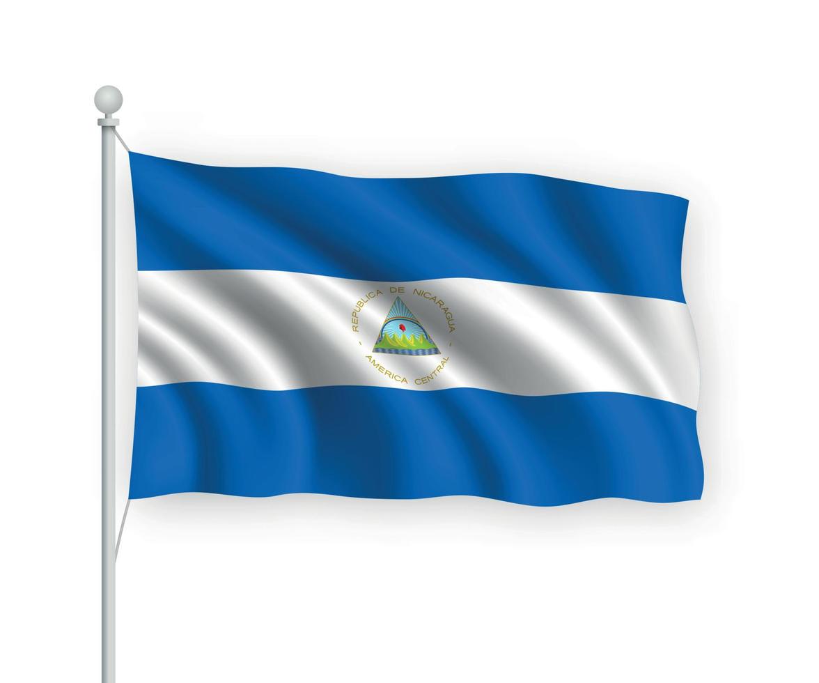 3d waving flag Nicaragua Isolated on white background. vector