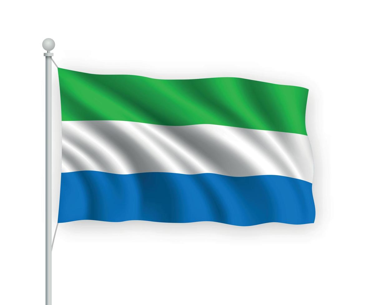 3d waving flag Sierra Leone Isolated on white background. vector