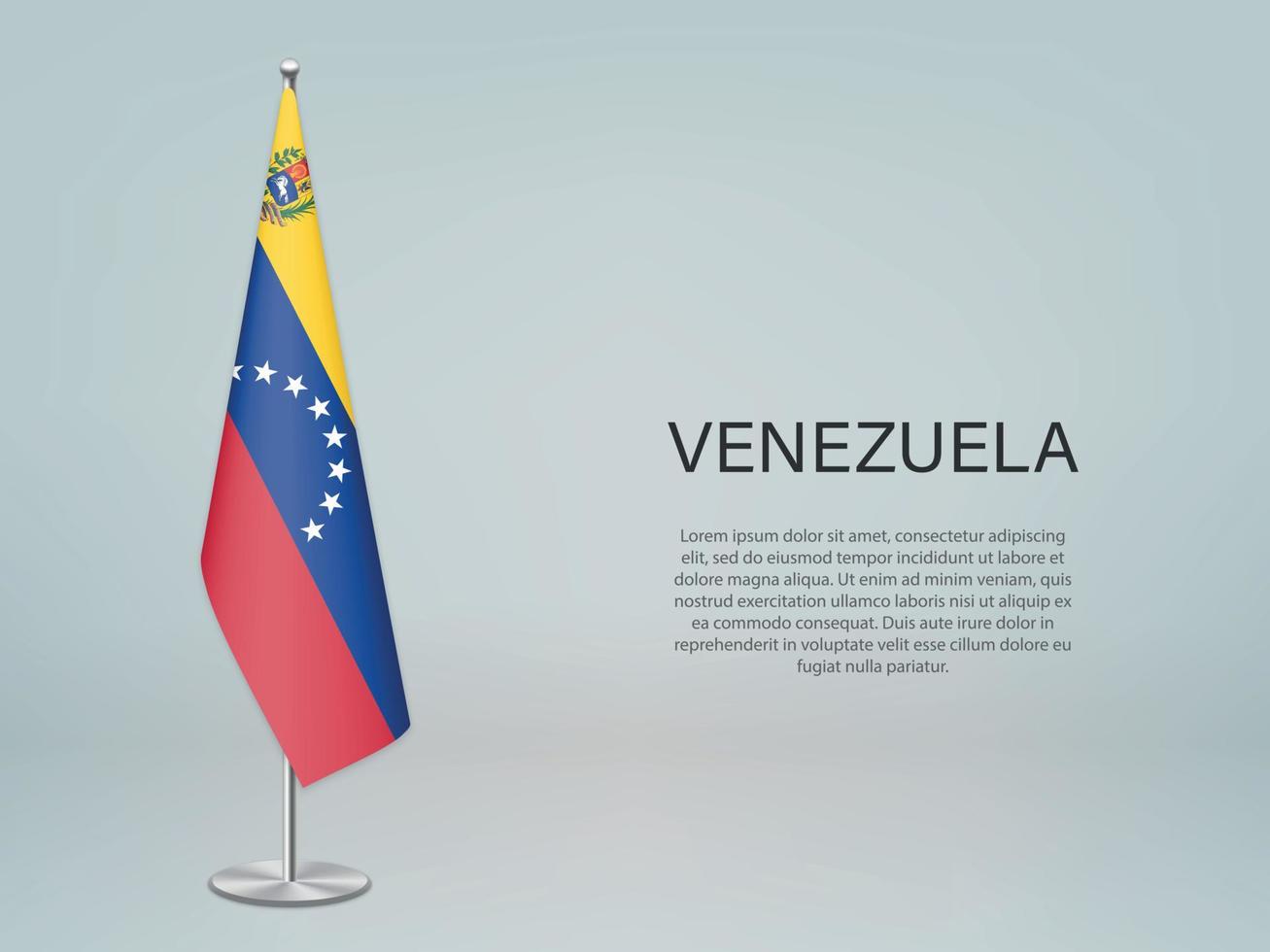 venezuela colgando la bandera en el stand. plantilla para banner de conferencia vector