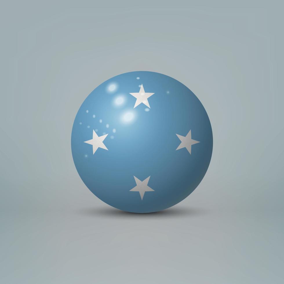 Bola o esfera de plástico brillante realista en 3d con bandera de micrones vector