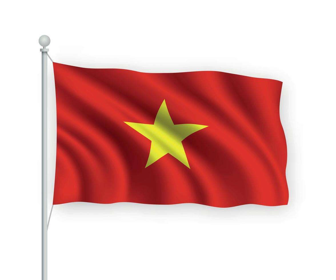 3d waving flag Vietnam Isolated on white background. vector