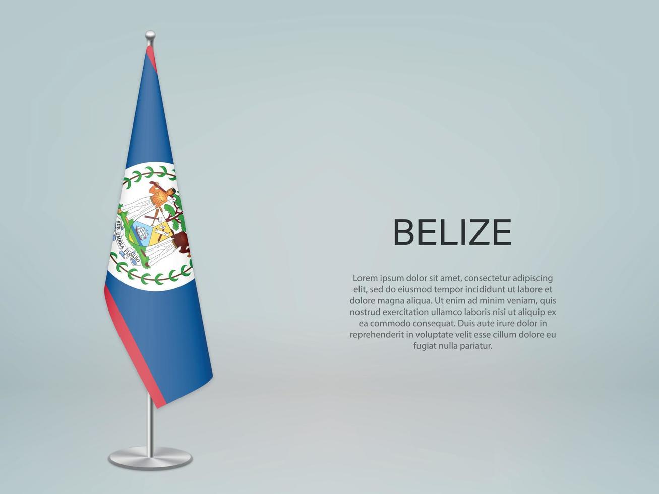 Belize hanging flag on stand. Template forconference banner vector