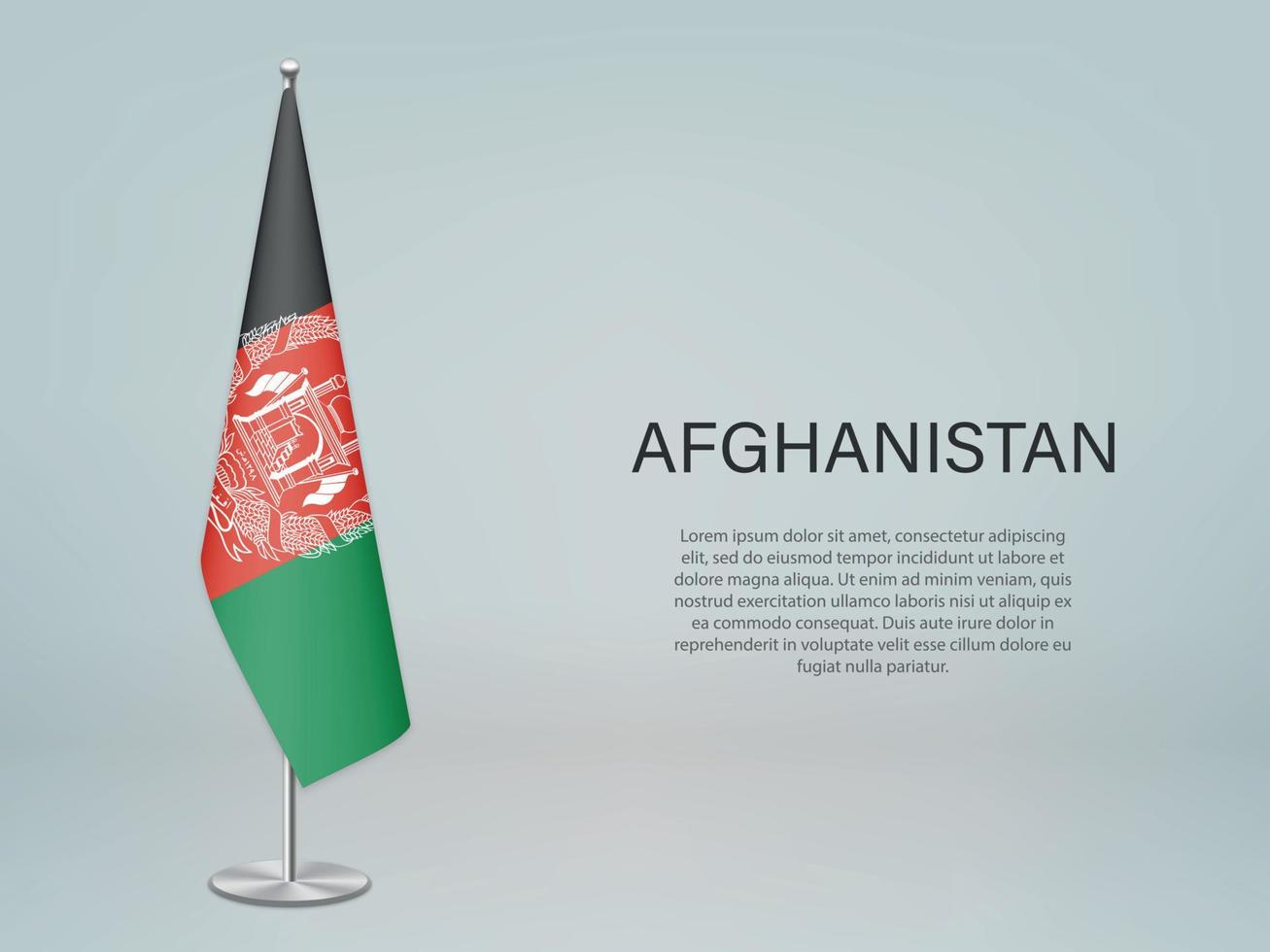 Afghanistan hanging flag on stand. Template forconference banner vector