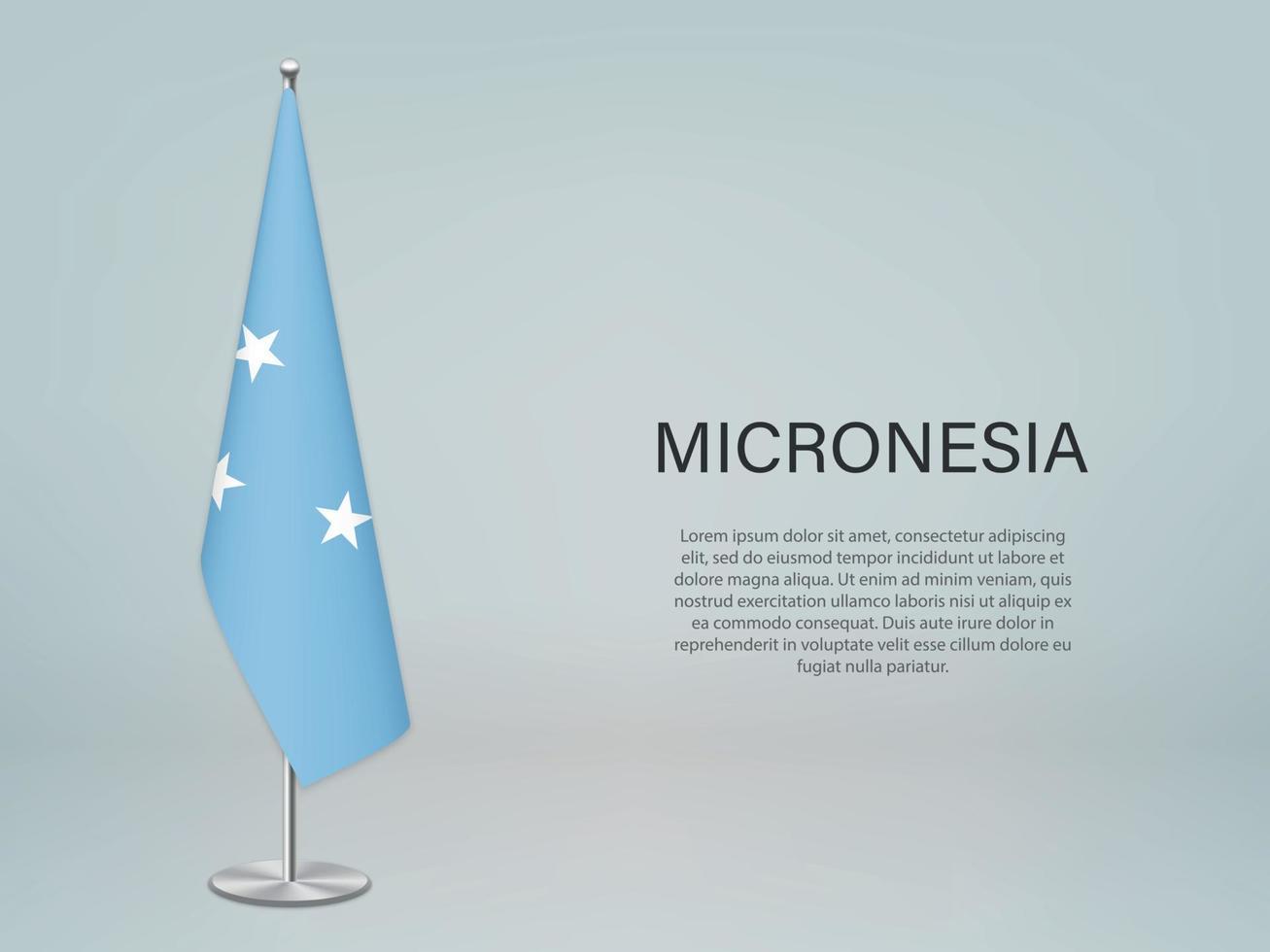 Micronesia hanging flag on stand. Template forconference banner vector