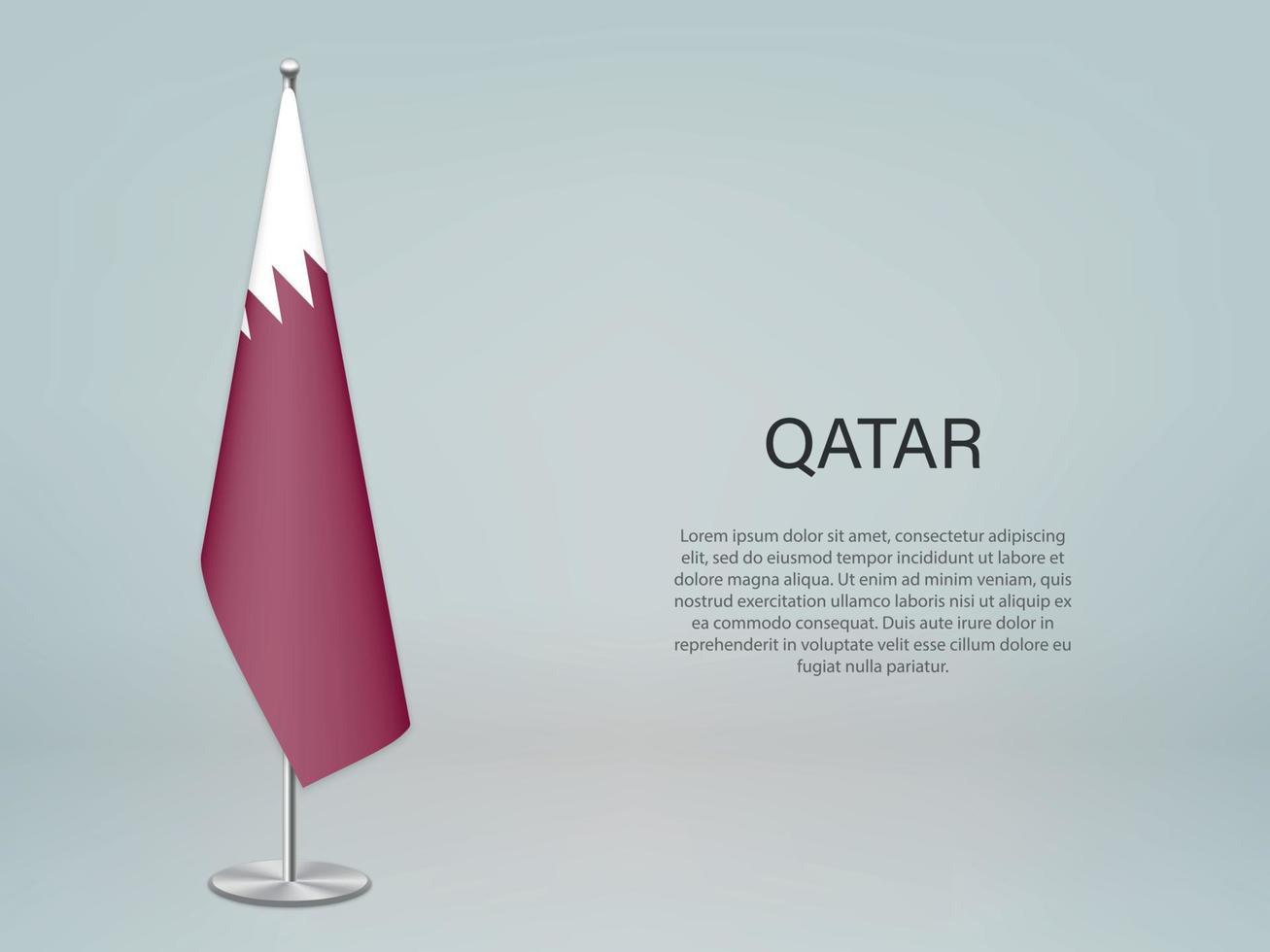 Qatar hanging flag on stand. Template forconference banner vector