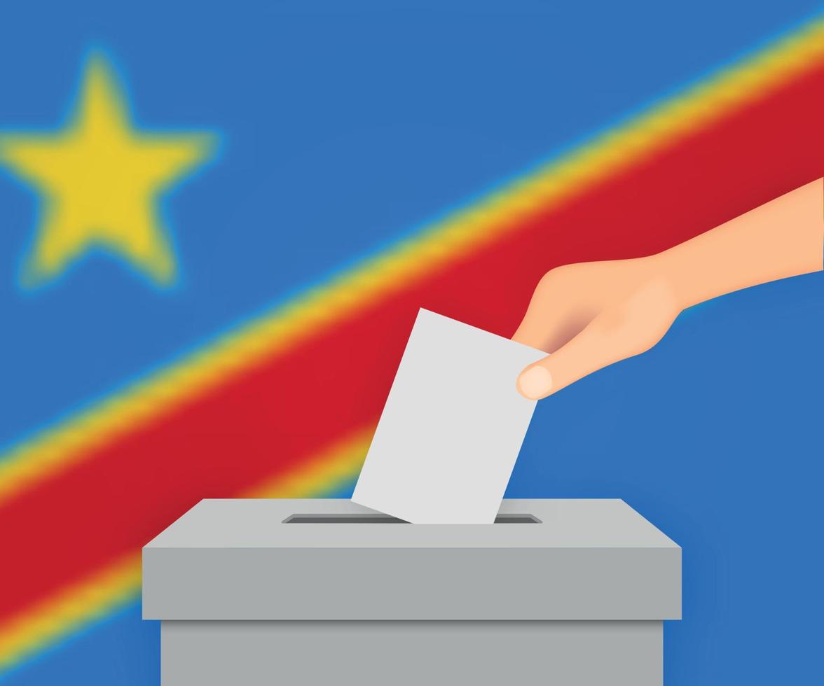 DR Congo election banner background. Ballot Box with blurred fla Template for your design vector