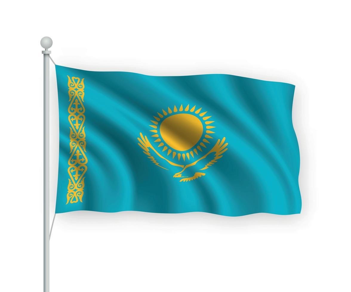 3d waving flag Kazakhstan Isolated on white background. vector