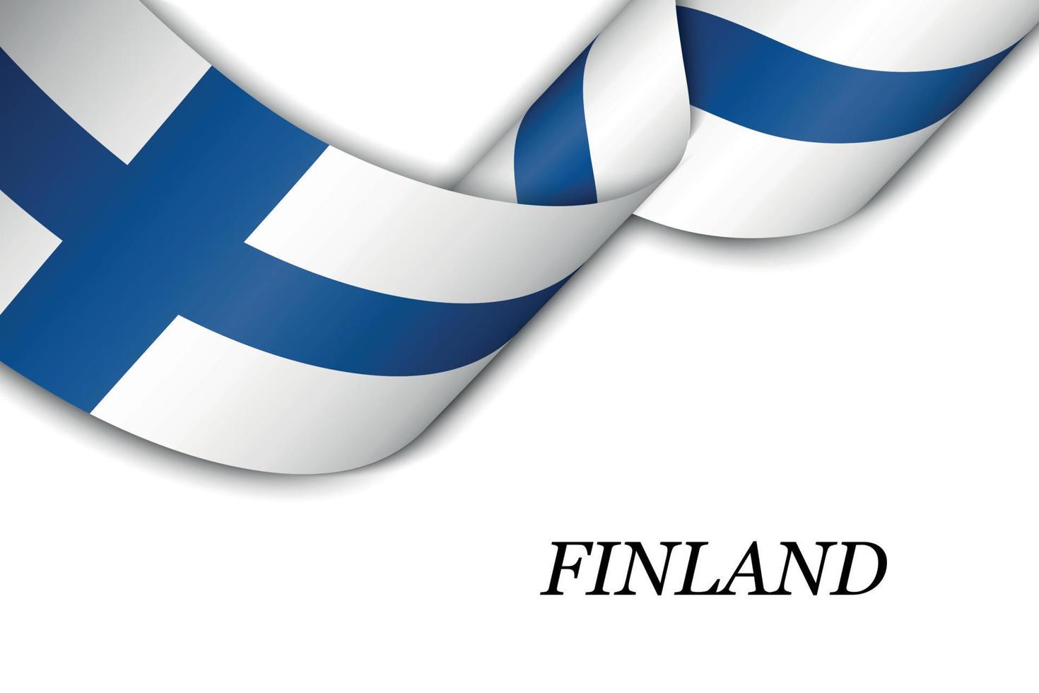 Waving ribbon or banner with flag of Finland vector