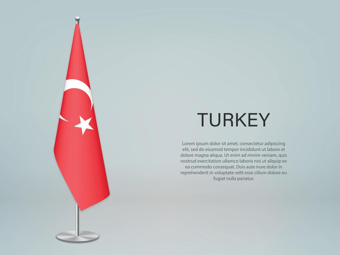 Turkey hanging flag on stand. Template forconference banner vector