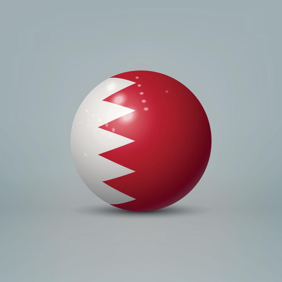 3d realistic glossy plastic ball or sphere with flag of Bahrain vector