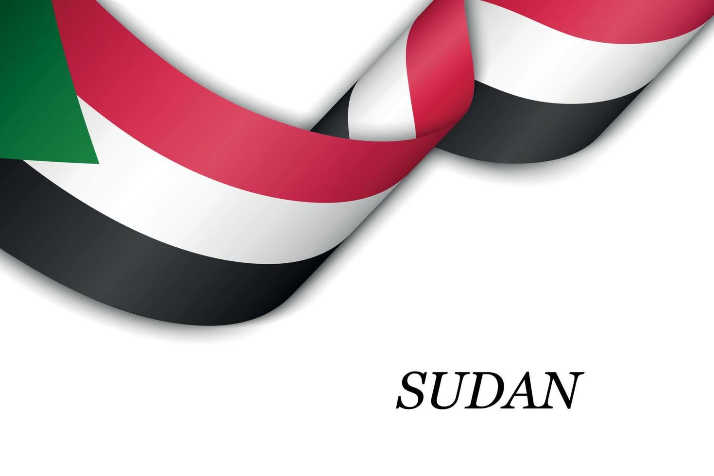 cinta ondeante o pancarta con bandera de sudán. vector