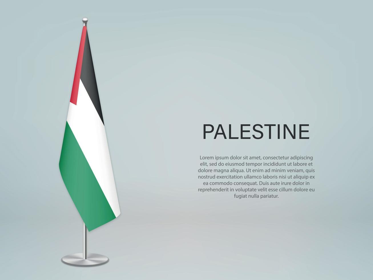 Palestine hanging flag on stand. Template forconference banner vector