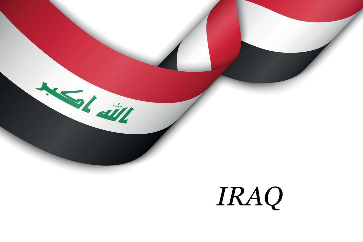 Waving ribbon or banner with flag of Iraq vector