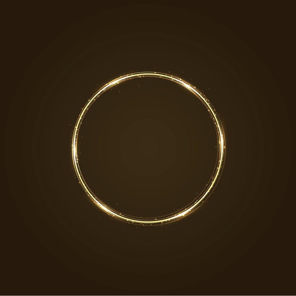 Circle frame with vector light effect. Golden comet with glowing