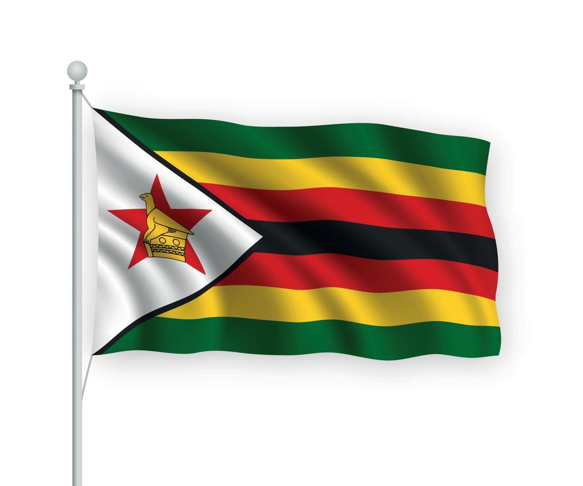 3d waving flag Zimbabwe Isolated on white background. vector