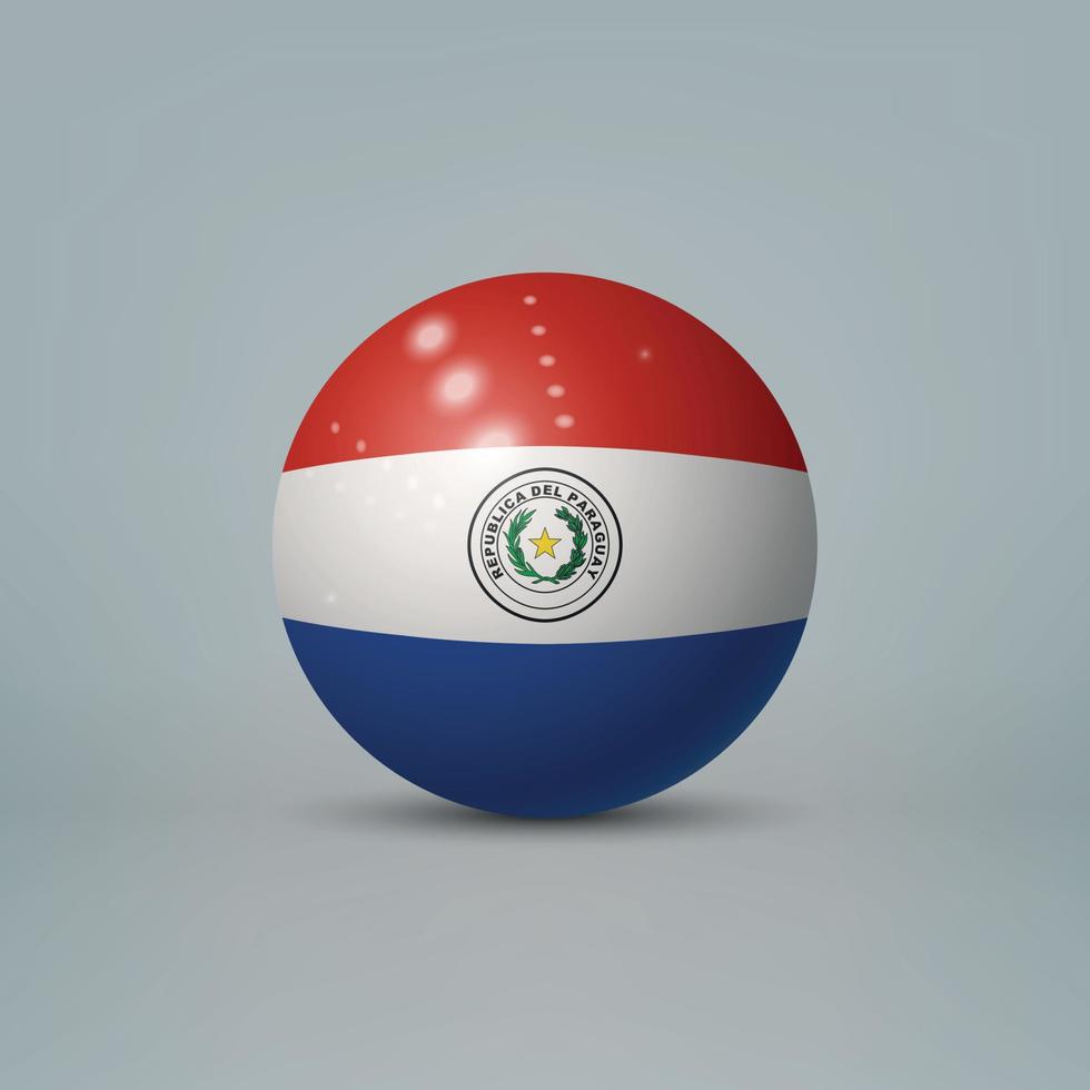 3d realistic glossy plastic ball or sphere with flag of Paraguay vector