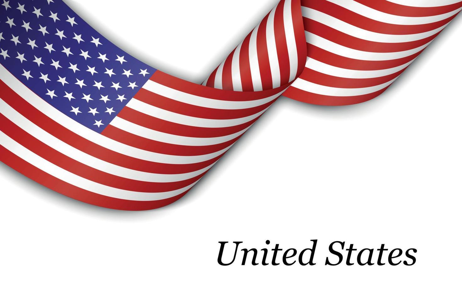 Waving ribbon or banner with flag of United States vector