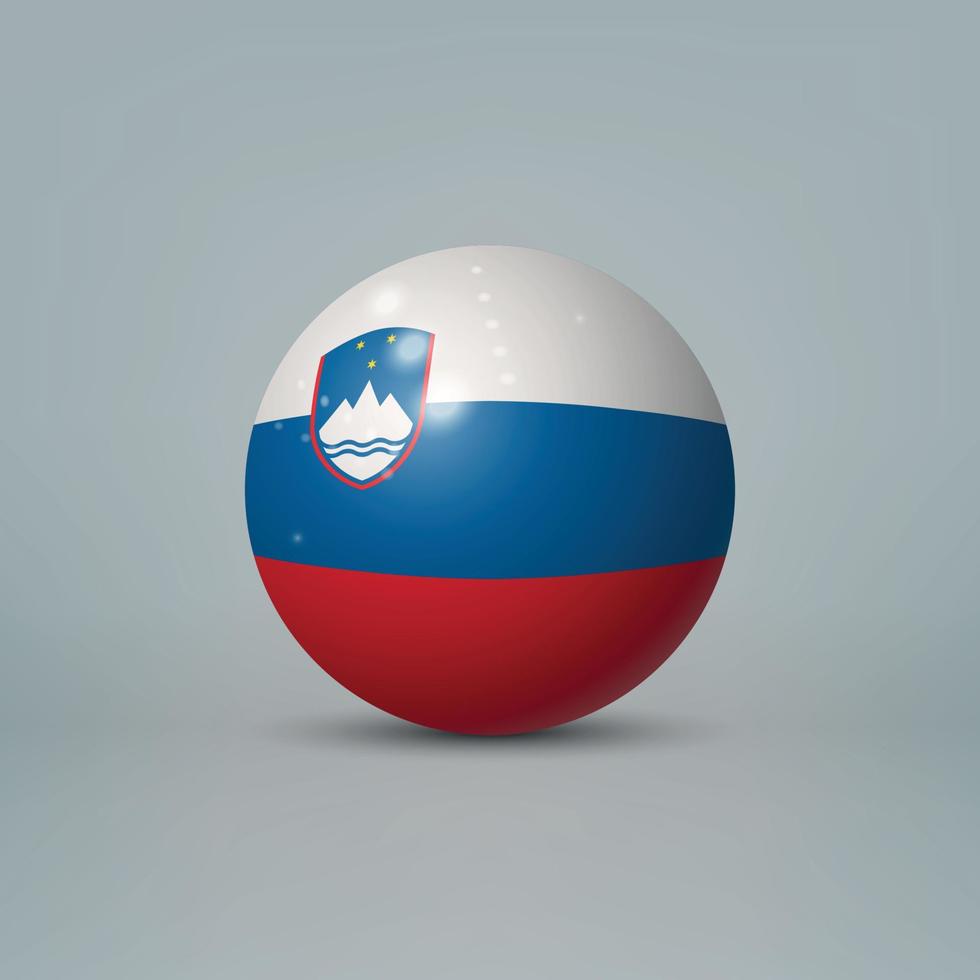 3d realistic glossy plastic ball or sphere with flag of Slovenia vector